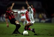 1995:  Edgar Davids of Aiax tackles Zvonmir Boban of Milan during the Champions League at the Amsterdam Arena in Amsterdam, Netherlands. Ajax won the game 2-0. \ Mandatory Credit: Allsport UK /Allsport